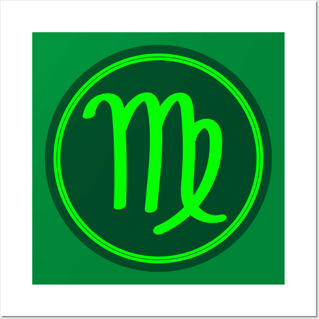 Cool Green Virgo Symbol Wall Art by MysticZodiac